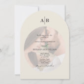 Invitation Ivory QR Code and Monogram Photo Wedding (Devant)