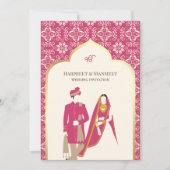 Invitation Ivory Rani Motif rose Anand Karaj Sikh Mariage (Devant)