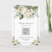 Invitation Ivory Rose Sage Green Floral Photo QR Code Wedding (Dos)