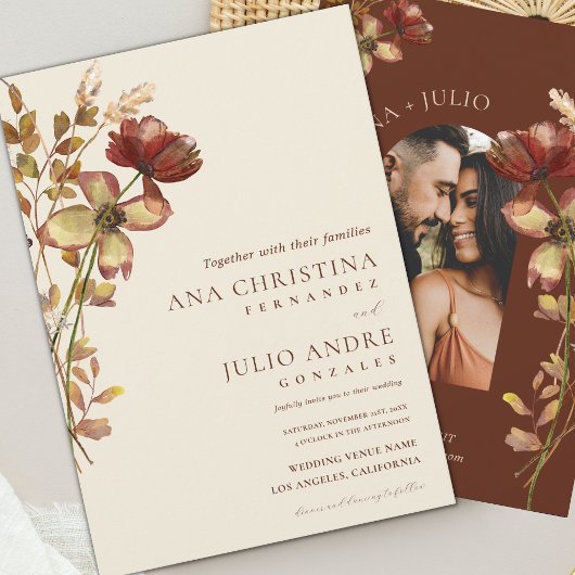 Invitation Ivory Rust Fleur sauvage Automne Automne Site Mari