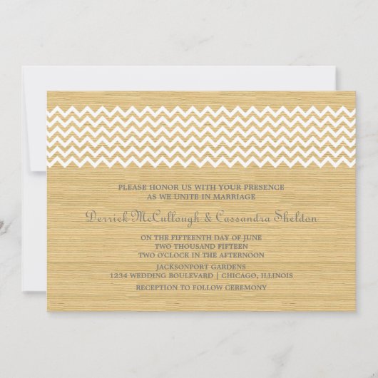 Invitation Ivory Rustic Chevron Invite Mariage (Devant)