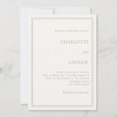 Invitation Ivory sage green elegant simple luxury wedding (Devant)