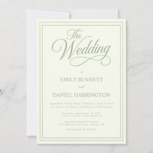 Invitation Ivory Sage Green Élégante Calligraphie Mariage