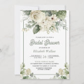 Invitation Ivory Sage Green Floral QR Code Fête des mariées (Devant)