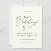 Invitation Ivory Sage Green Ligne Delicate Art Floral Mariage (Devant)