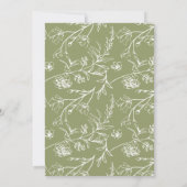 Invitation Ivory Sage Green Ligne Delicate Art Floral Mariage (Dos)