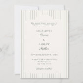Invitation Ivory Sage Green Pinstriped elegant Wedding  (Devant)