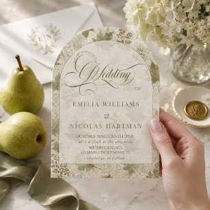 Invitation Ivory Sage Vert Fleurs Tout En Un Mariage