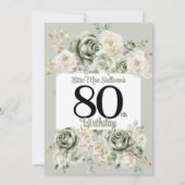 Invitation Ivory Sage vert Roses Floral 80e anniversaire Phot (Dos)
