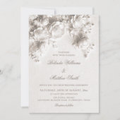 Invitation Ivory Sculpté Roses Fleuries 3D Mariage (Devant)