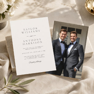 Invitation Ivory Simple Moderne Élégant Photo Mariage