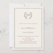 Invitation Ivory taupe monogram minimalist elegant (Devant)