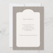 Invitation Ivory Taupe Neutral Pinstriped Wedding (Dos)