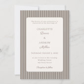 Invitation Ivory Taupe Neutral Pinstriped Wedding (Devant)