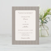 Invitation Ivory Taupe Neutral Pinstriped Wedding (Debout devant)