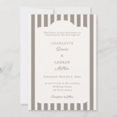 Invitation Ivory Taupe Neutral Striped Wedding  (Devant)
