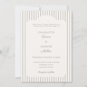 Invitation Ivory Taupe Pinstriped elegant classic Wedding  (Devant)