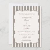 Invitation Ivory taupe striped simple wedding (Devant)