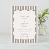 Invitation Ivory taupe striped simple wedding (Debout devant)