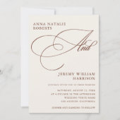 Invitation Ivory Terracotta Fall Photo Script Code QR Mariage (Devant)
