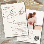 Invitation Ivory Terracotta Fall Photo Script Code QR Mariage