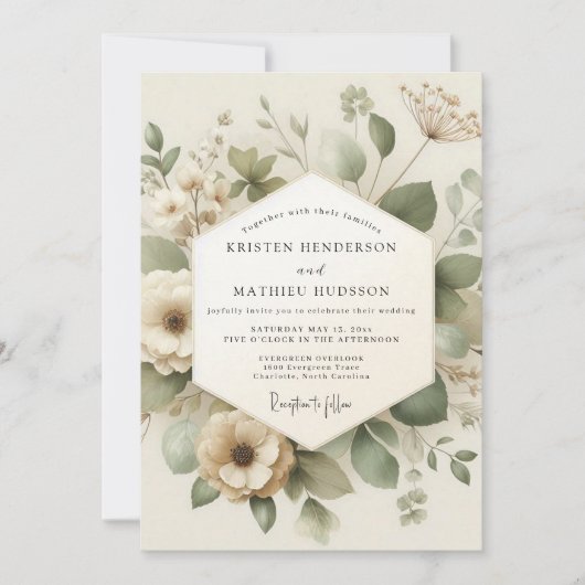 Invitation Ivory Verdant Meadow Wedding (Devant)