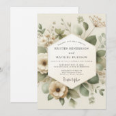 Invitation Ivory Verdant Meadow Wedding (Devant / Derrière)