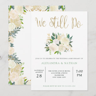 Invitation Ivory Watercolor Floral   Noces d'or