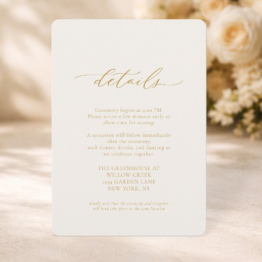 Invitation Ivory Wedding Details Card with Calligraphy