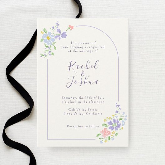 Invitation Ivory | Whimsical Floral Arch Script Wedding