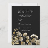 Invitation Ivory white brown black wildflower winter RSVP (Devant)