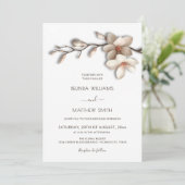 Invitation Ivory White Magnolia Textural Flower Wedding (Debout devant)