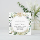 Invitation Ivory White Rose Hydrangea Mariage Floral (Debout devant)
