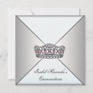 Invitation Ivory White Tiara Classy Quinceanera Sweet 15 Part