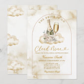 Invitation Ivory Wine The Bride is Cloud Nine Bridal Shower (Devant / Derrière)