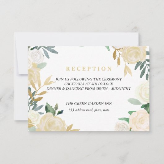 Invitation Ivory Wreath Wedding Détails de la réception Monna (Devant)