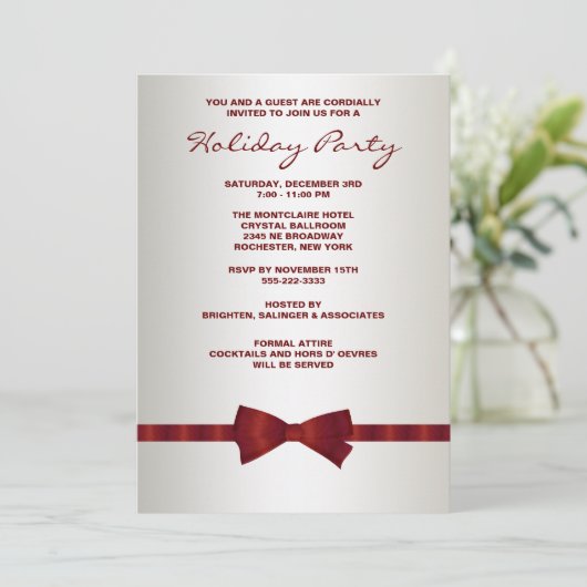 Invitation Ivy Red Bow Cravate Corporate Christmas Party (Debout devant)