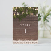 Invitation Ivy & String Lights Mason Jar Rustic Numéro de tab (Debout devant)