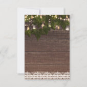 Invitation Ivy & String Lights Mason Jar Rustic Numéro de tab (Dos)