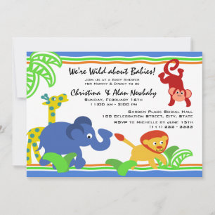 Invitation J est pour le Baby shower Jungle