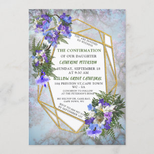 Invitation Jacaranda Blooms & Lily Bouquet Confirmation