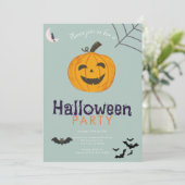 Invitation Jack-O' Lantern Chauve-souris Lune Soirée Hallowee (Debout devant)