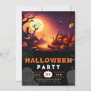 Invitation Jack-O' Lantern effrayant pleine lune Halloween