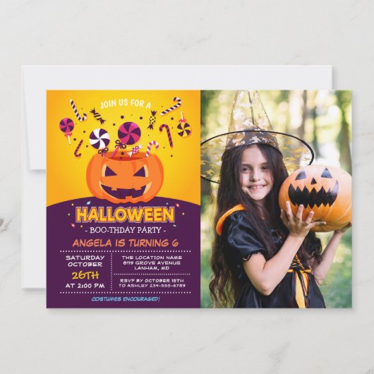 Invitation Jack-O-lantern Enfants Photo Halloween fête d'anni (Devant)