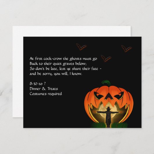 Invitation Jack-o'-lantern et partie de Halloween (Devant / Derrière)