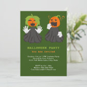 Invitation Jack o' Lantern Ghouls Citrouille fête d'Halloween (Debout devant)