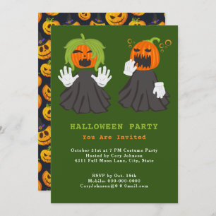 Invitation Jack o' Lantern Ghouls Citrouille fête d'Halloween