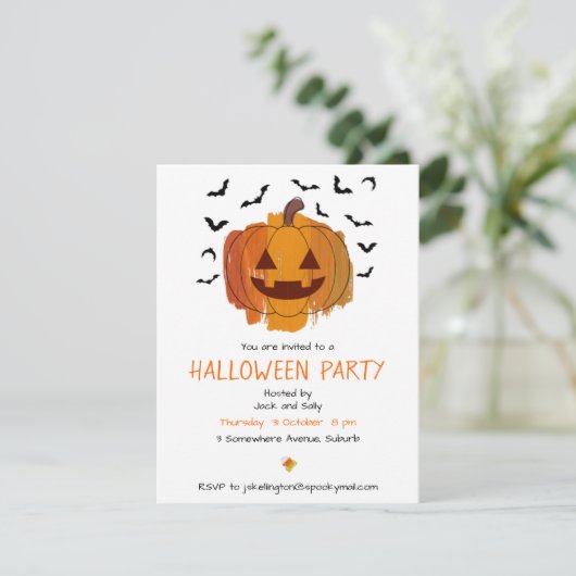 Invitation Jack-o'-lantern Halloween (Debout devant)