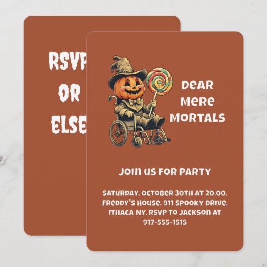 Invitation Jack-o'-lantern Halloween Party accessible (Devant / Derrière)