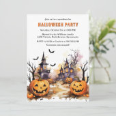 Invitation Jack O’Lanterns Bats Sorcière Halloween Party (Debout devant)